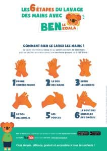 Ben le koala Affiche Se laver les mains - ben-le-koala.com