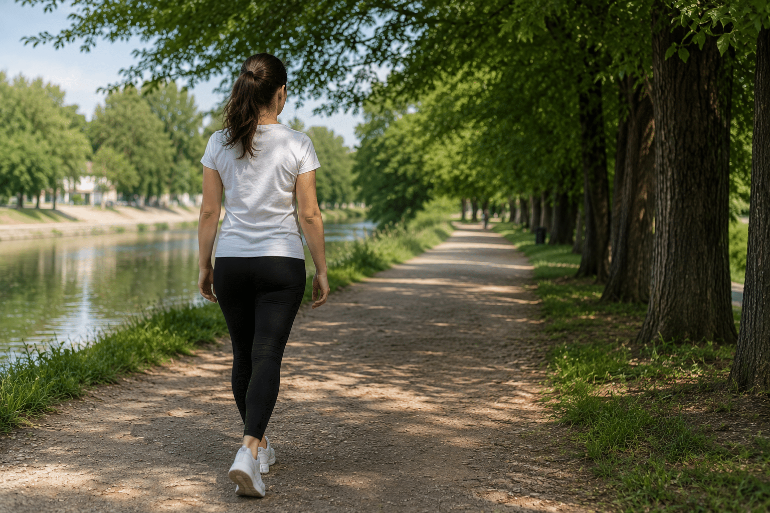 Bienfaits de la marche : Photo d'une femme se baladant sur un chemin